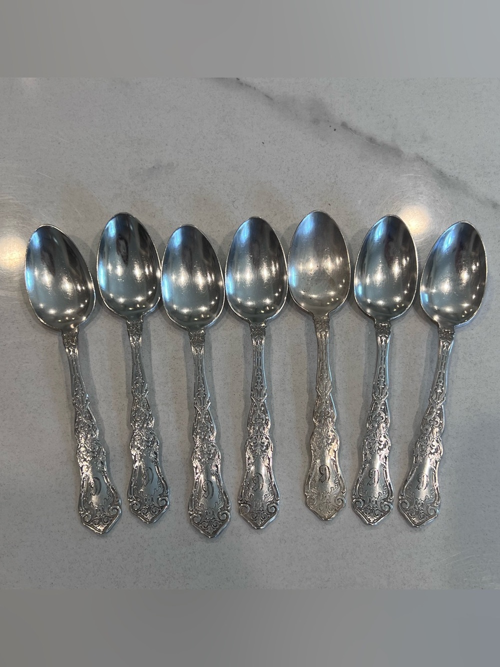 Wm Rogers / Roger AA / Roger Anchor Alhambra 1907 Silverplated Spoons Set of 7